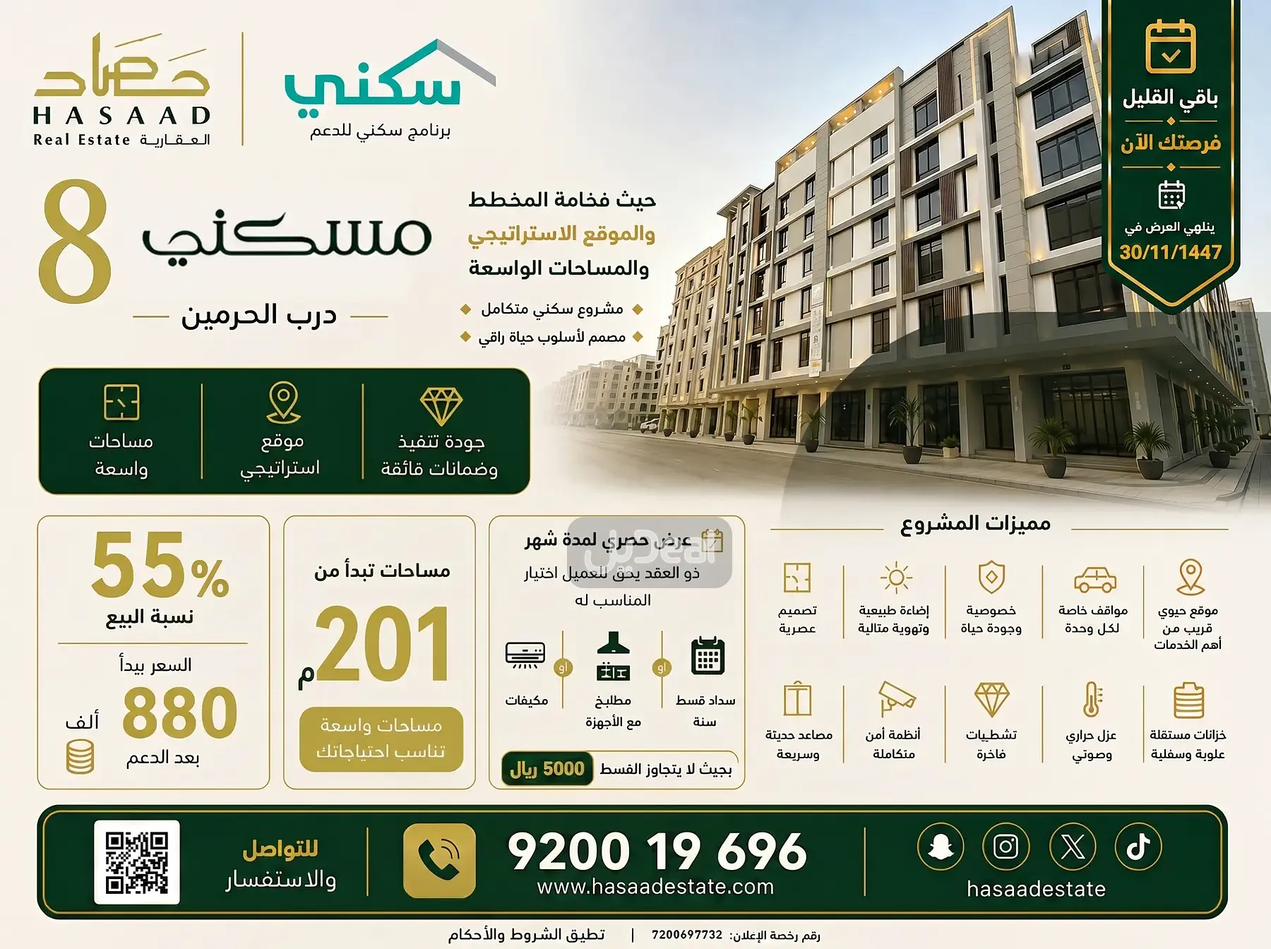 حي الفيحاء بمدينة جدة  مساحة الوحدة من الأرض 50.48 متر   وتختص من المنافع والأجزاء المشتركة بمساحة 114.05 متر